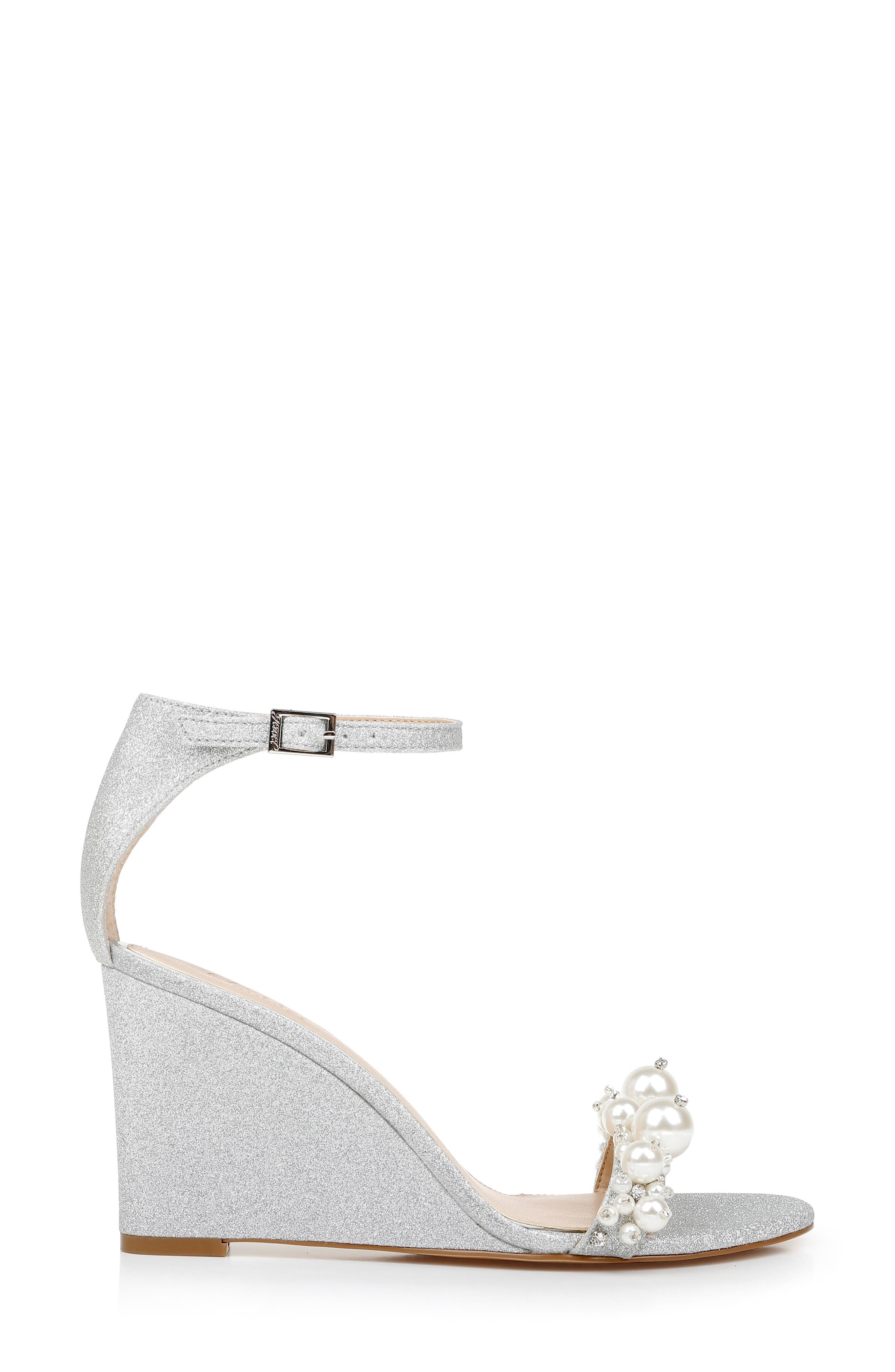 Jewel Badgley Mischka Laurence Ankle Strap Wedge Sandal, Alternate, color, 