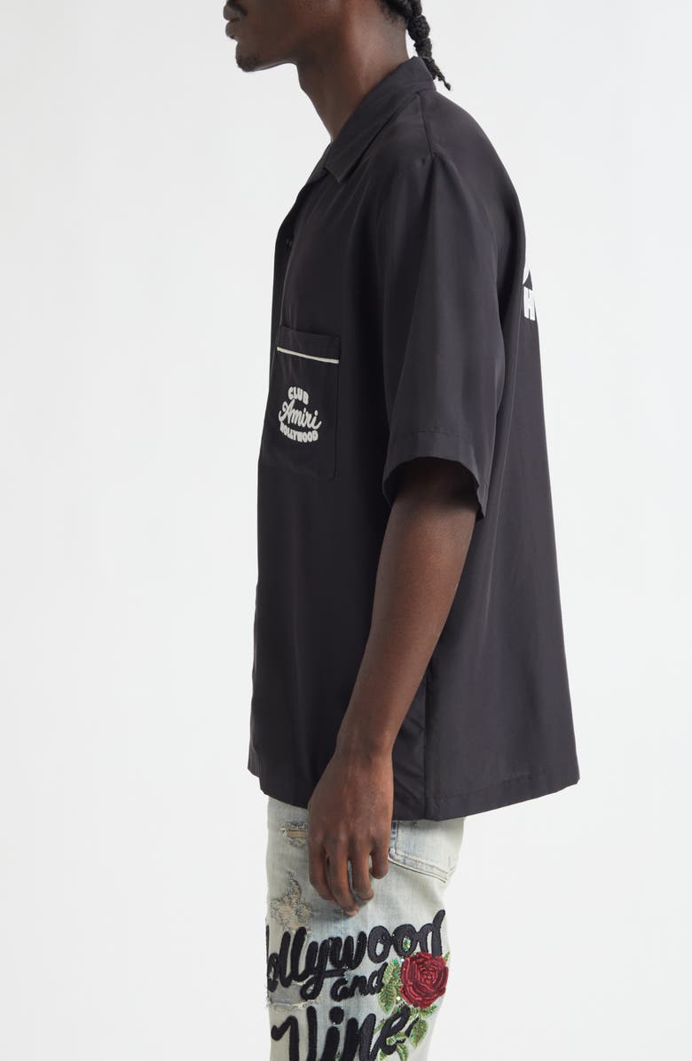 AMIRI Club Amiri Embroidered Camp Shirt, Alternate, color, Black