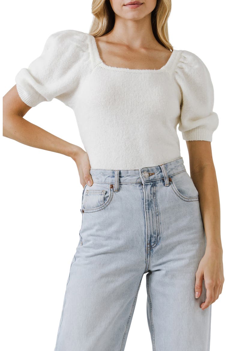 Puff Sleeve Sweater, Main, color, CREAM