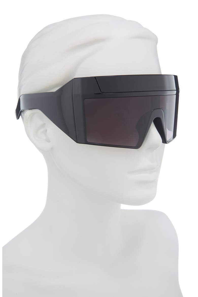 x SUICIDEBANDOFFICIAL Rev Shiny Shield Sunglasses, Alternate, color, BLACK TEMPLES/BLACK LENS