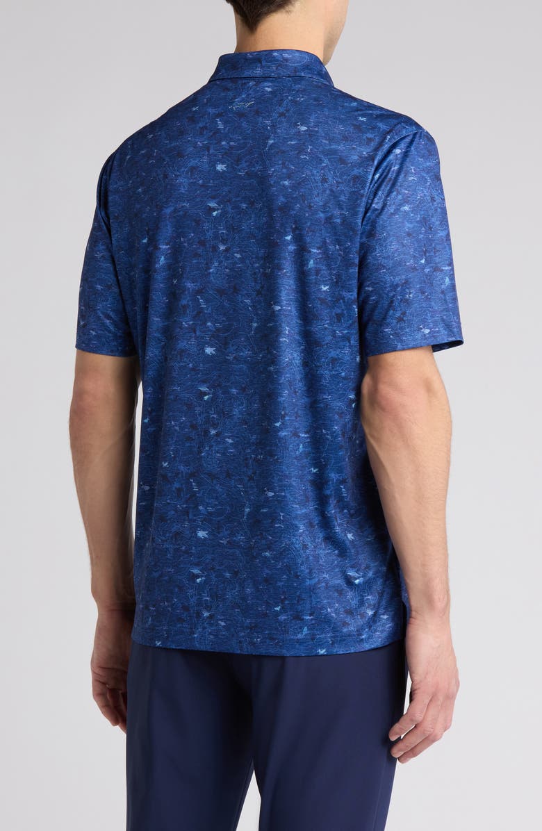 Greg Norman Sea Shark Print Performance Polo, Alternate, color, Navy