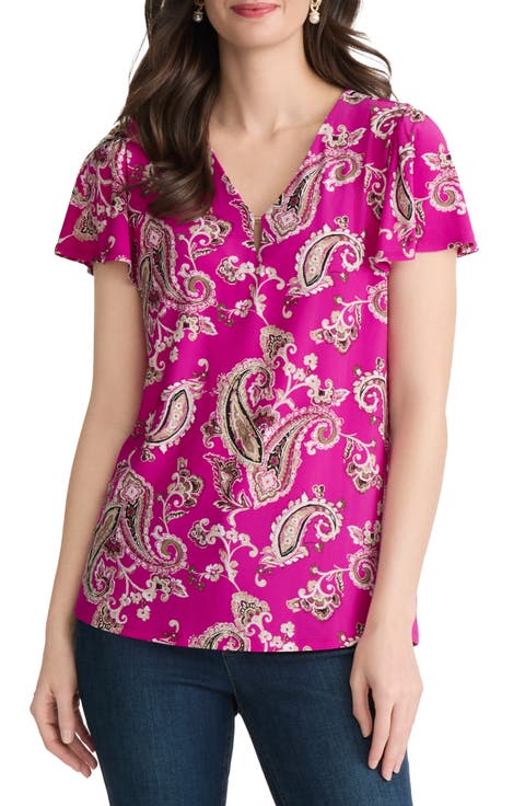 Paisley Flutter Sleeve Top