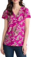Jones New York Paisley Flutter Sleeve Top