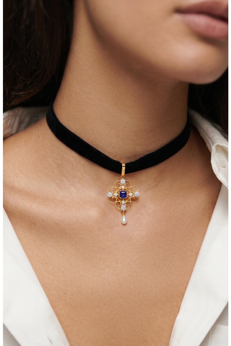 Orchid Dream Choker, Alternate, color, Blue & Gold & Black