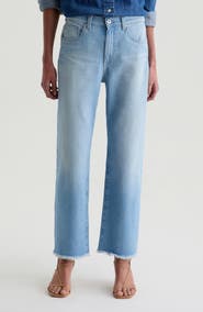 AG Brinley High Waist Fray Hem Crop Straight Leg Jeans