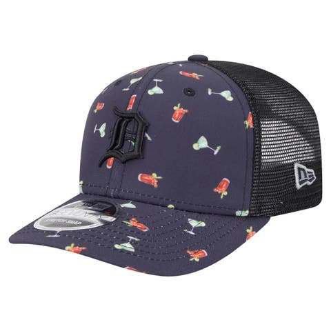 Men's New Era Navy Detroit Tigers Adventure Drinks Pattern 9SEVENTY Stretch-Snap Hat