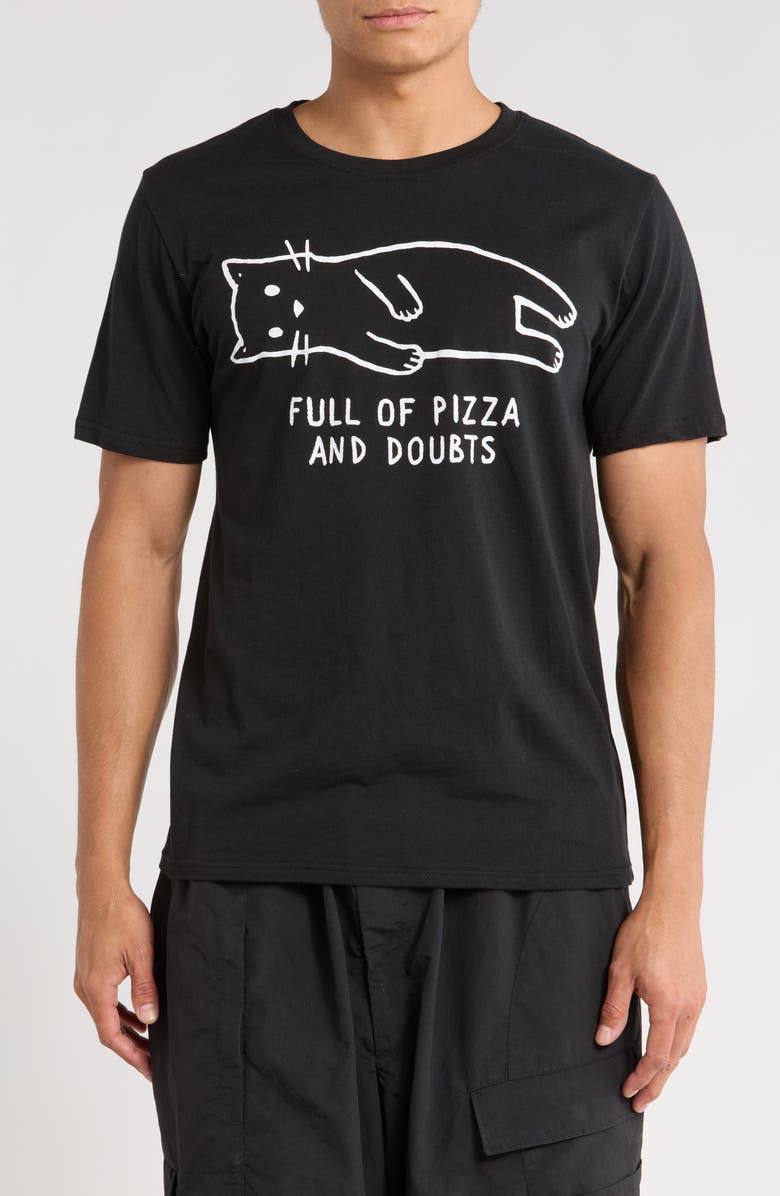 Goodie Two Sleeves Pizza Cat Graphic T-Shirt, Main, color, Black