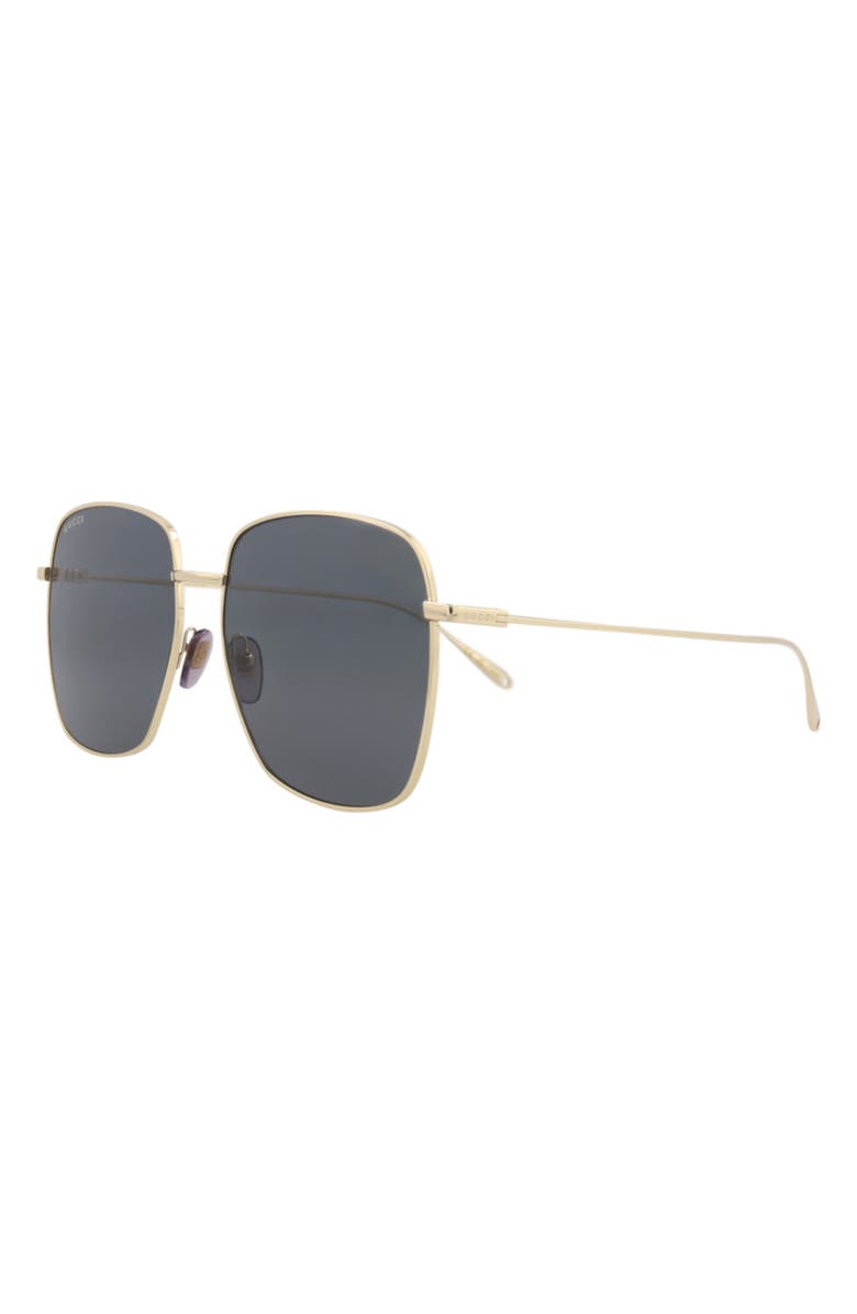 Gucci 59mm Square Sunglasses, Alternate, color, Gold Gold Grey