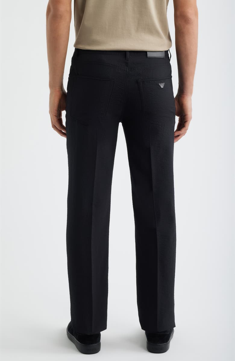 Emporio Armani Five-Pocket Seersucker Pants, Alternate, color, Solid Black