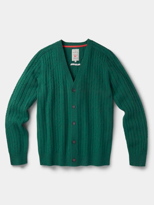 Aubin Leonard Wool Cable Sweater Cardigan In Green