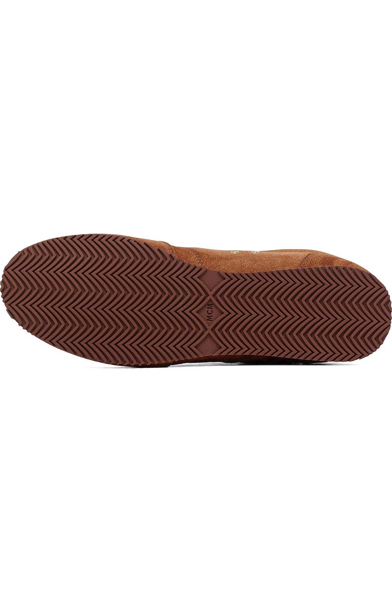 MCM Women's Federlite Lo Sneakers in Laurel Suede Leather, Alternate, color, Cognac