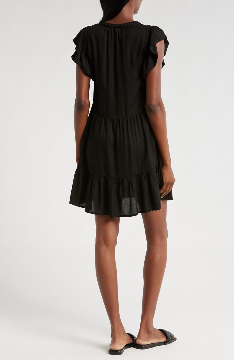 Elan Split Neck Ruffle Sleeve Cover-Up Dress, Alternate, color, 