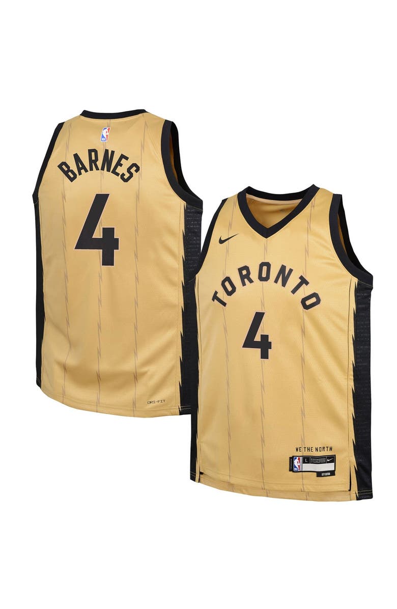 Nike Youth Nike Scottie Barnes Gold Toronto Raptors 2023/24 City Edition Swingman Player Jersey - City Edition, Main, color, 