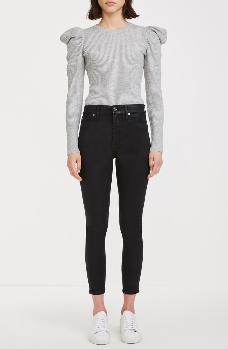 7 For All Mankind Coated High Waist Ankle Skinny Jeans, Alternate, color, Bbt