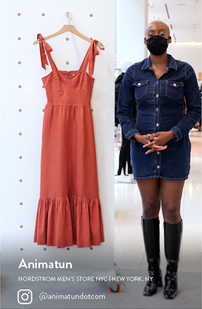 Jonathan Simkhai Georgia Bustier Linen Blend Midi Sundress, sales video thumbnail
