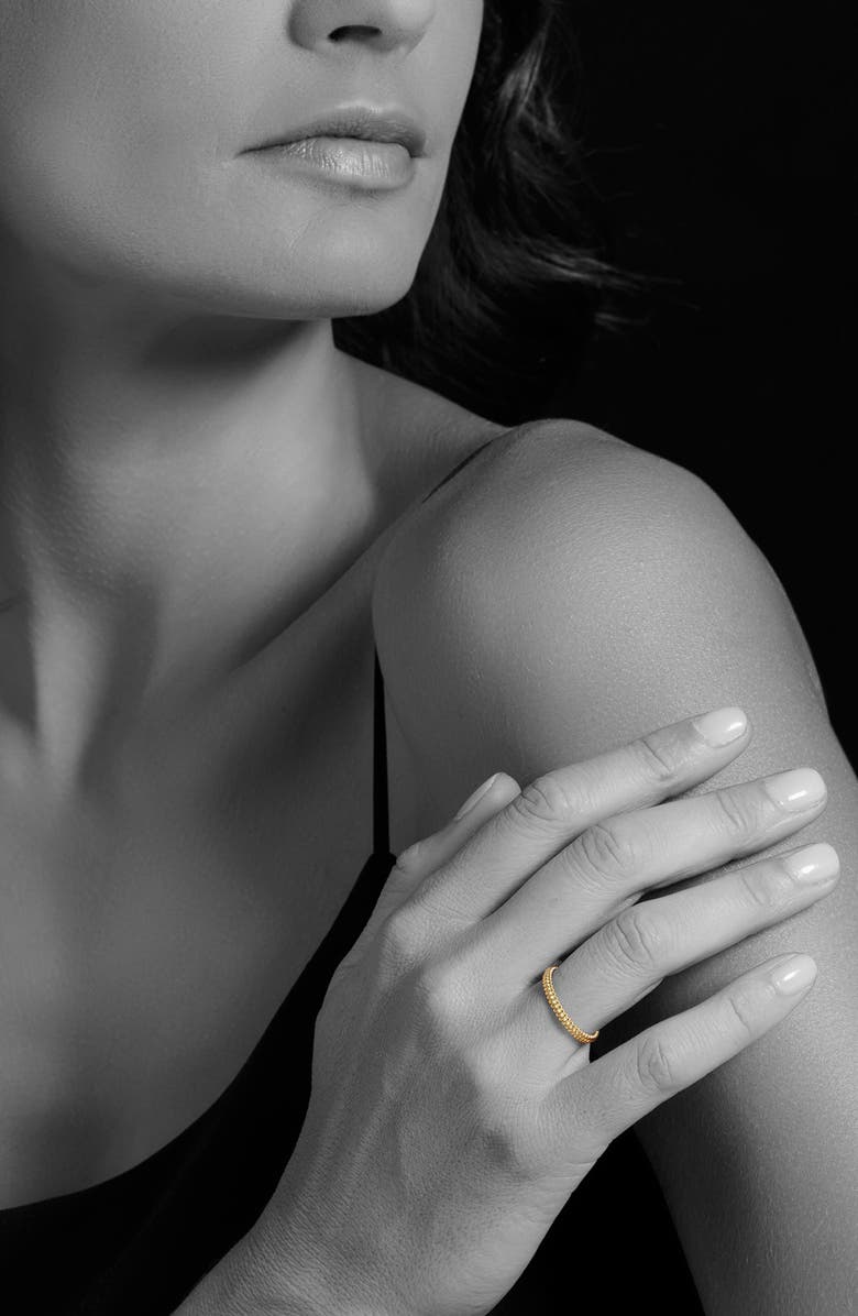 LAGOS Caviar Beaded Stacking Ring, Alternate, color, Yellow Gold