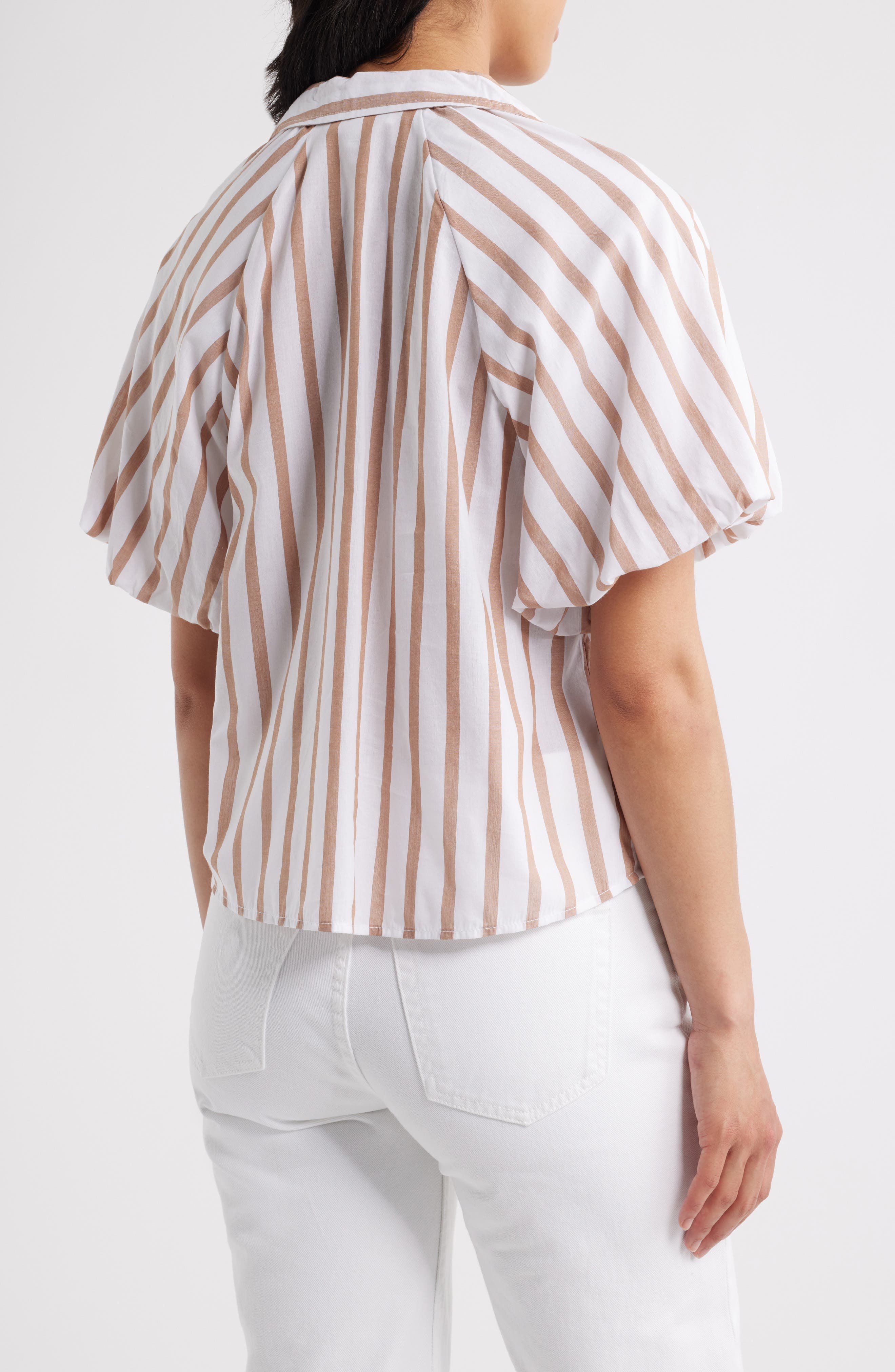 Biance Bubble Sleeve Button-Up Top - image 2