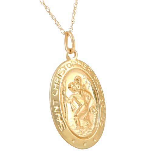 Bliss Diamond 14k Gold St. Christopher Medal Pendant .5" Tall 1.5 Grams In Yellow Gold