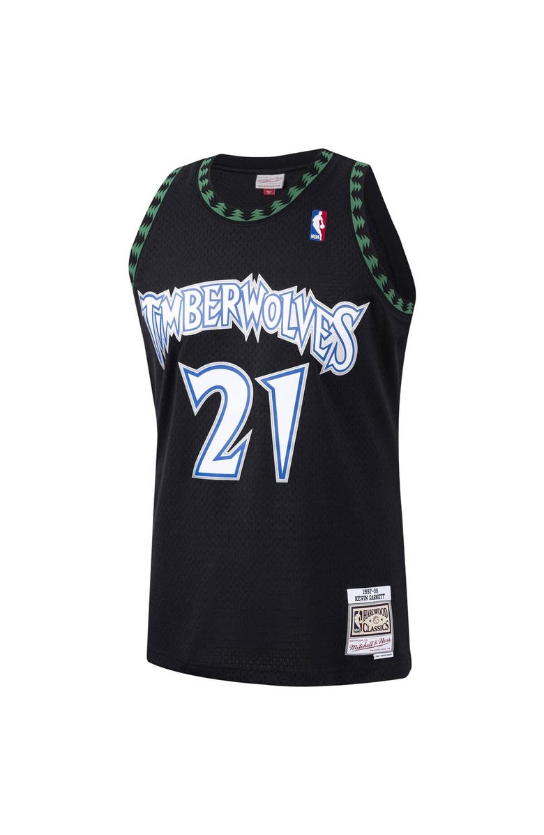 Mitchell & Ness Men's Mitchell & Ness Kevin Garnett Black Minnesota Timberwolves Hardwood Classics Swingman Jersey, Alternate, color,