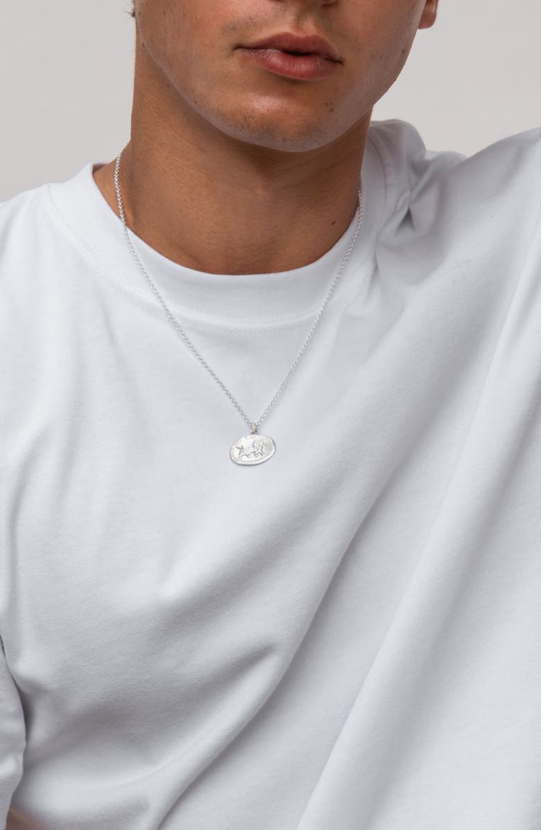 Dower & Hall Men's Inspiring Lion Talisman Necklace, Alternate, color, Sterling Silver