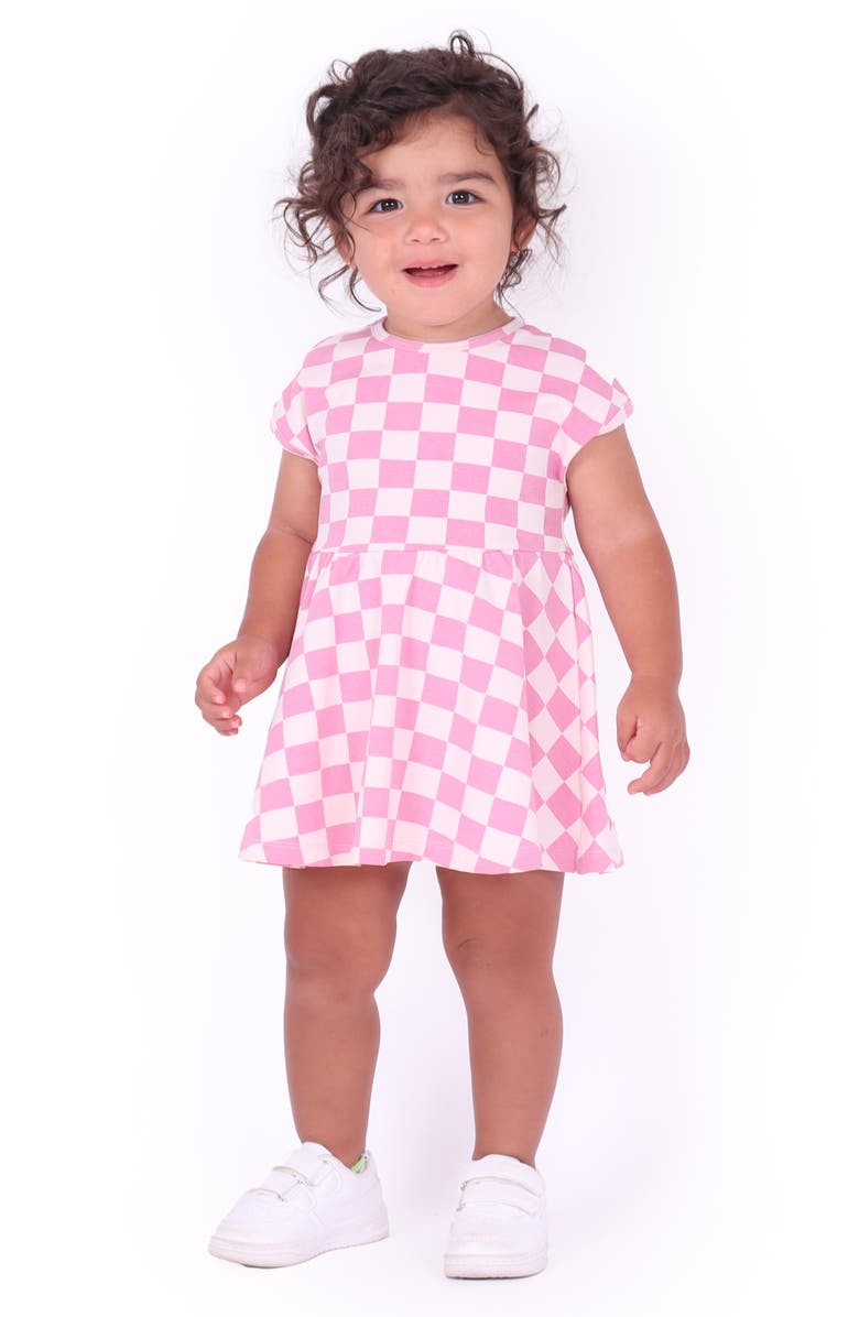dot australia Check Stretch Cotton Dress & Bloomers Set, Alternate, color, Pink
