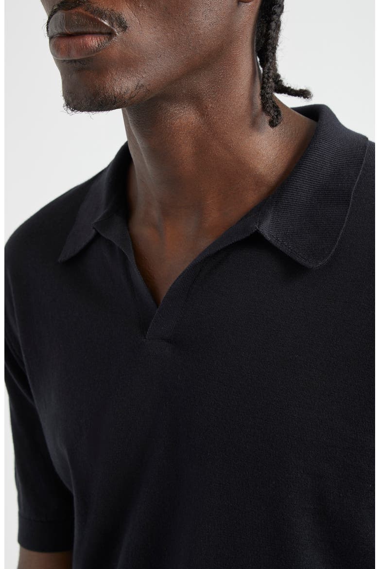 Men's Noah Johnny Collar Sweater Polo, Alternate, color, BLACK