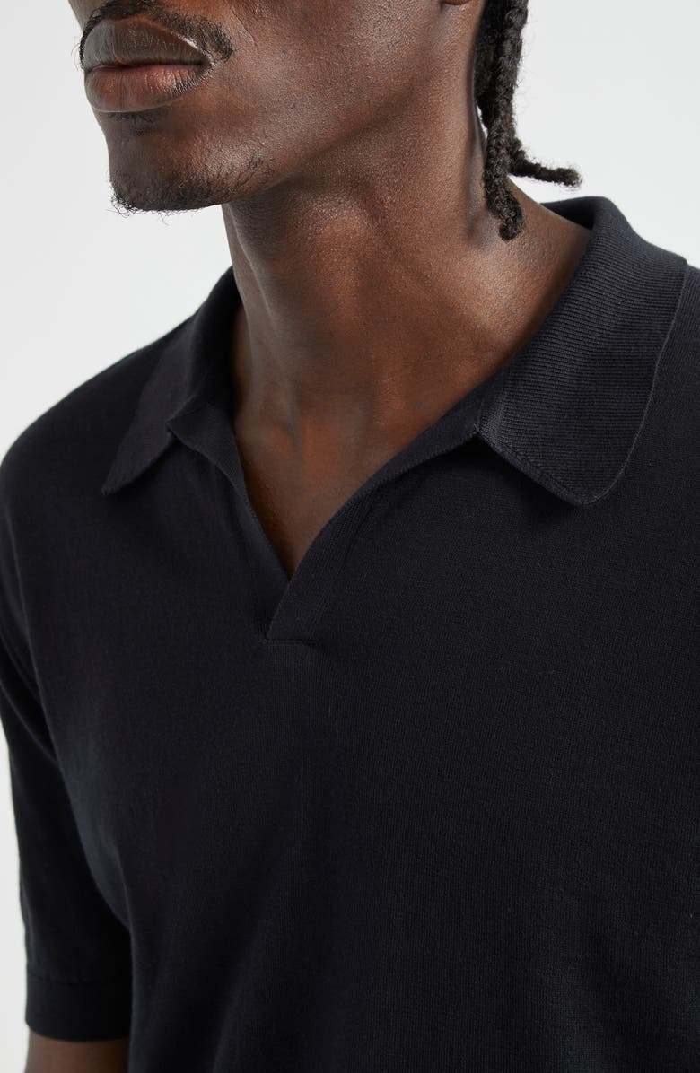 John Smedley Men's Noah Johnny Collar Sweater Polo, Alternate, color, Black