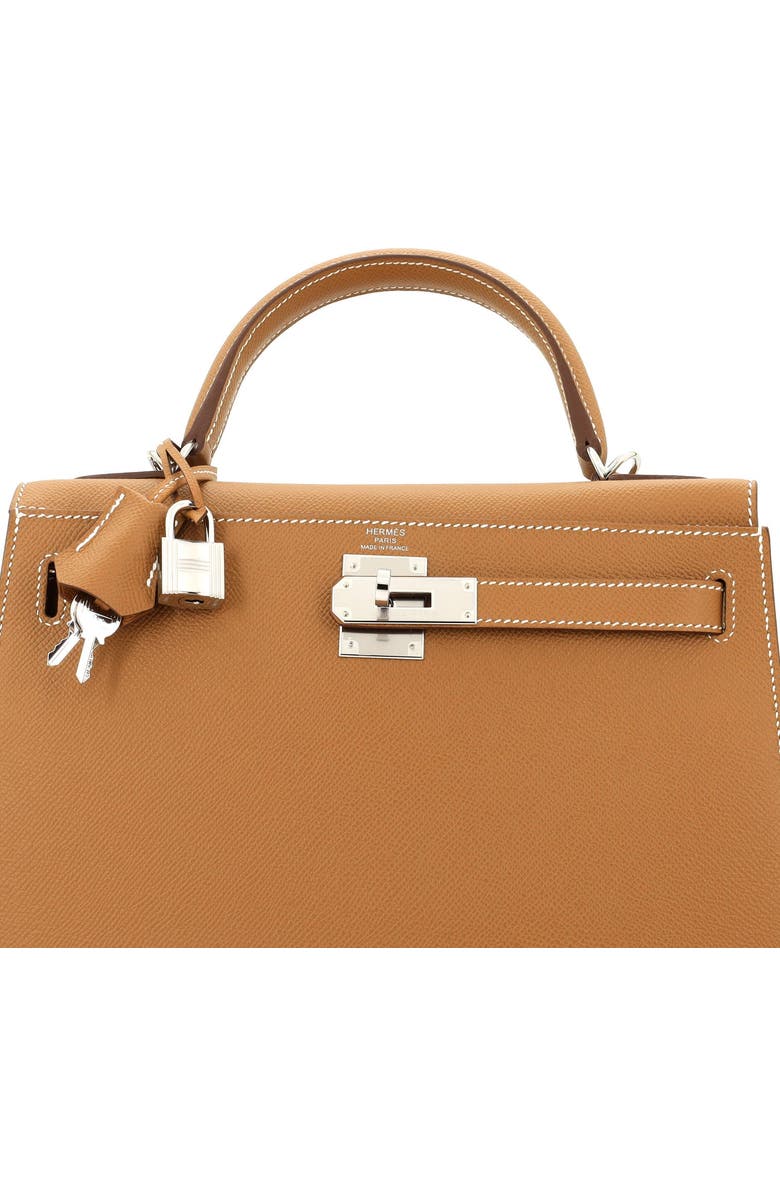 Pre-Owned Hermes Kelly Handbag Brown Epsom with Palladium Hardware 28, Alternate, color, Gold
