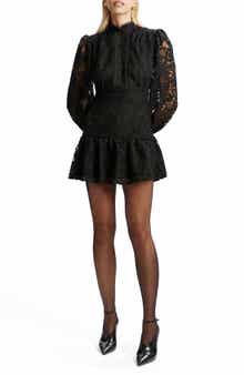 Bardot Remy Embroidered Lace Long Sleeve Minidress