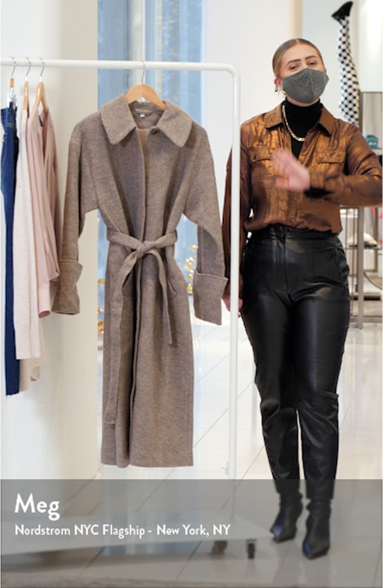 Relaxed Fit Belted Long Wool Coat, sales video thumbnail