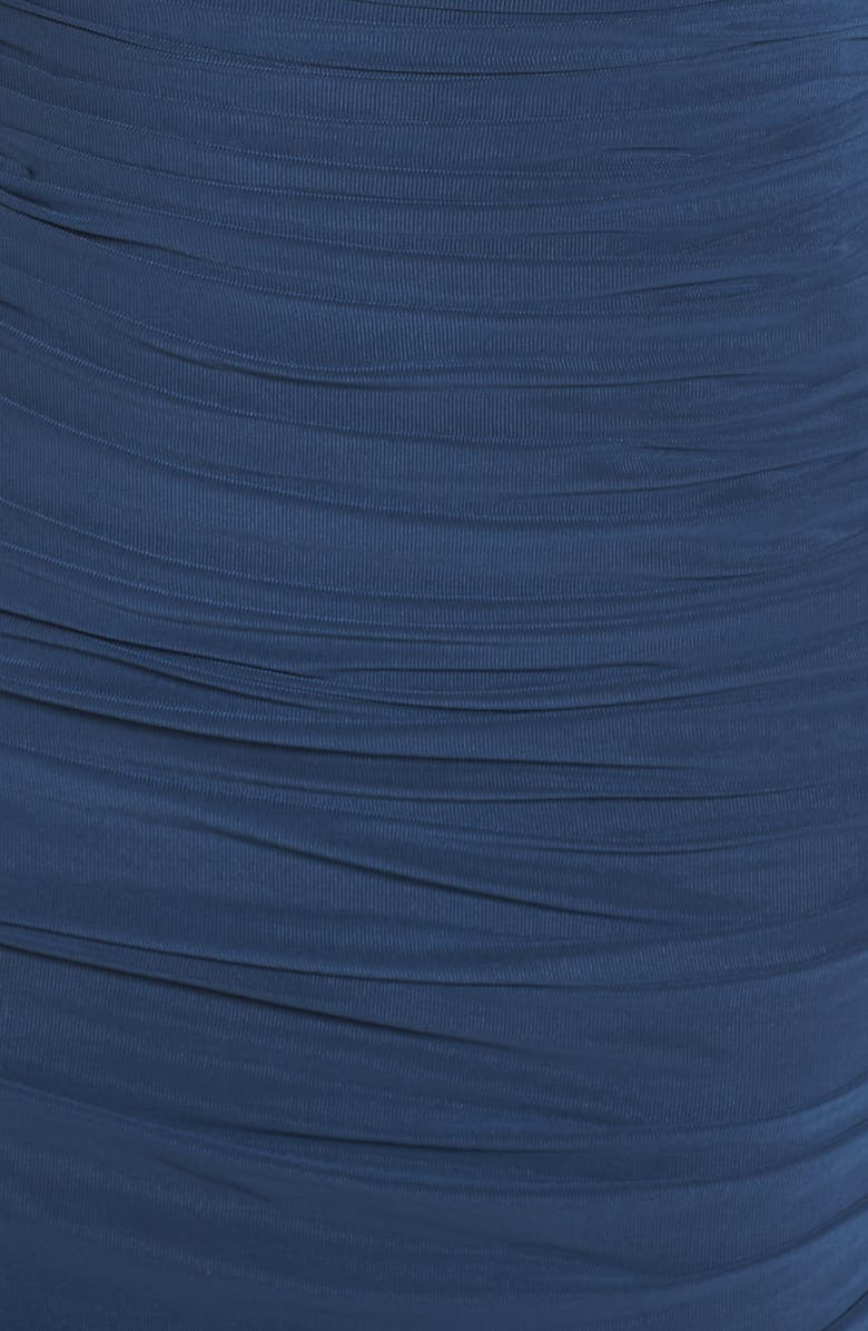 La Femme Embellished Mesh Ruched Jersey Gown, Alternate, color,