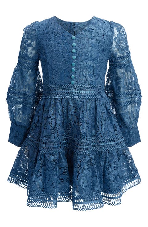 Kids' Venice Lace Long Sleeve Party Dress