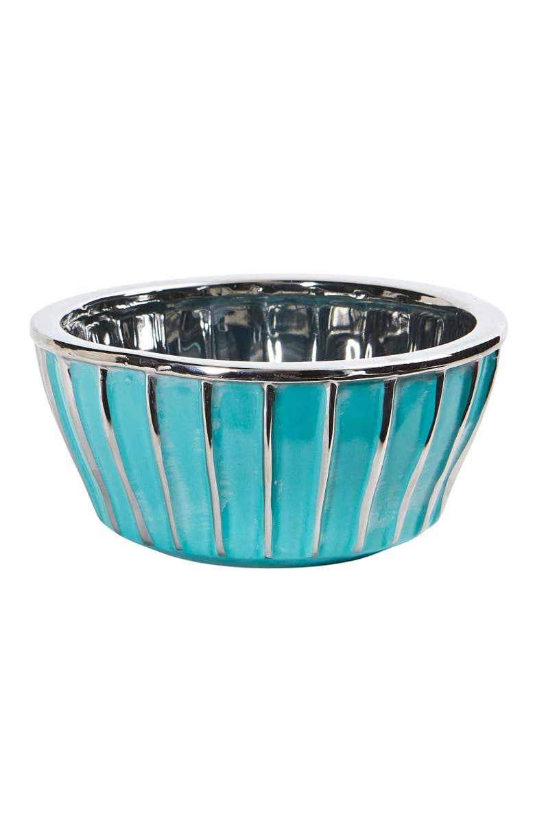 NEARLY NATURAL 7.25-in Teal Vase with Silver Burnishing, Main, color, Blue