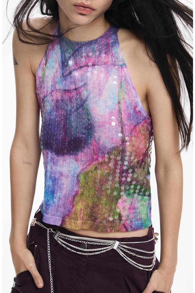 Sequin Sleeveless Top, Main, color, PURPLE