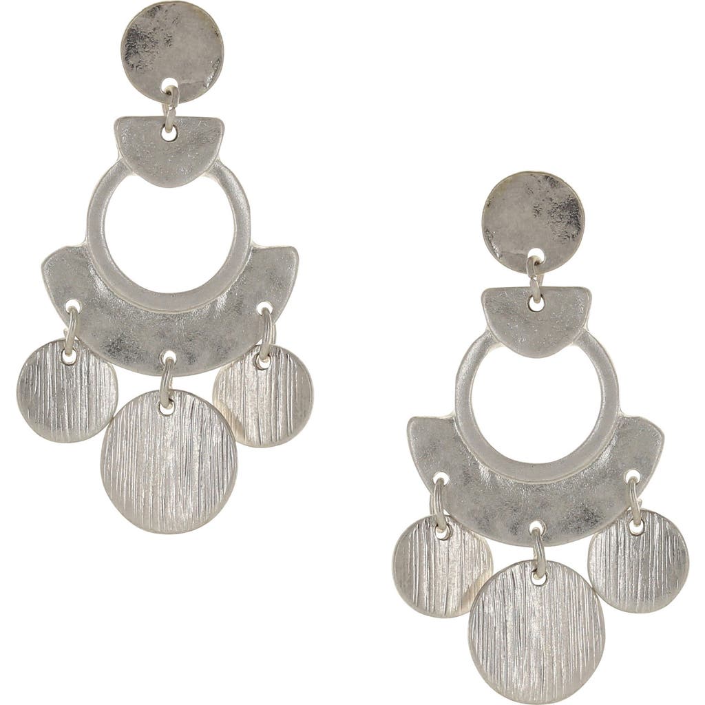 Olivia Welles Coin Circle Drop Earrings In Worn Silver