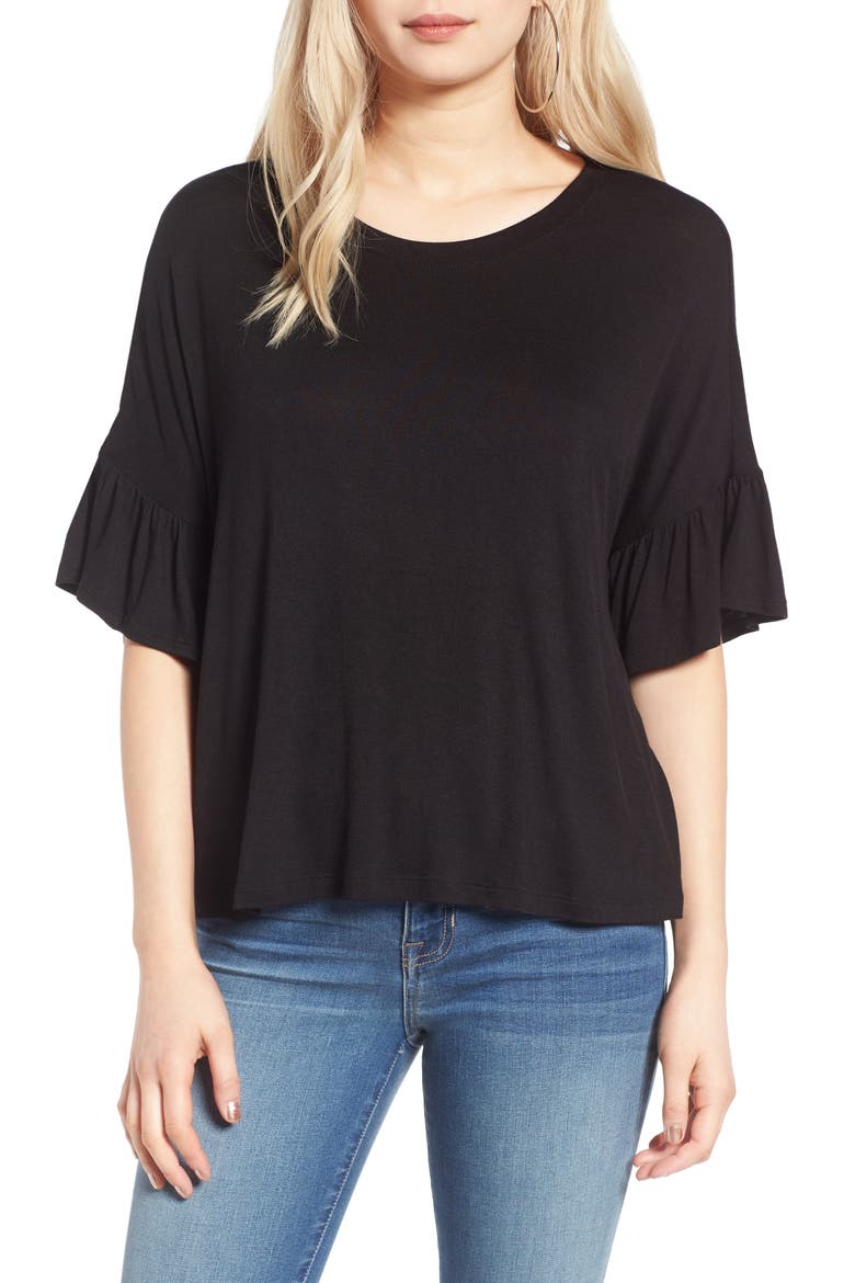 Ruffle Tee, Main, color, BLACK