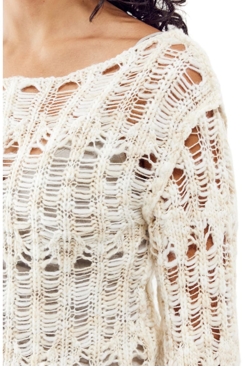 Laddered Flute Long Sleeve Sweater, Alternate, color, ECRU