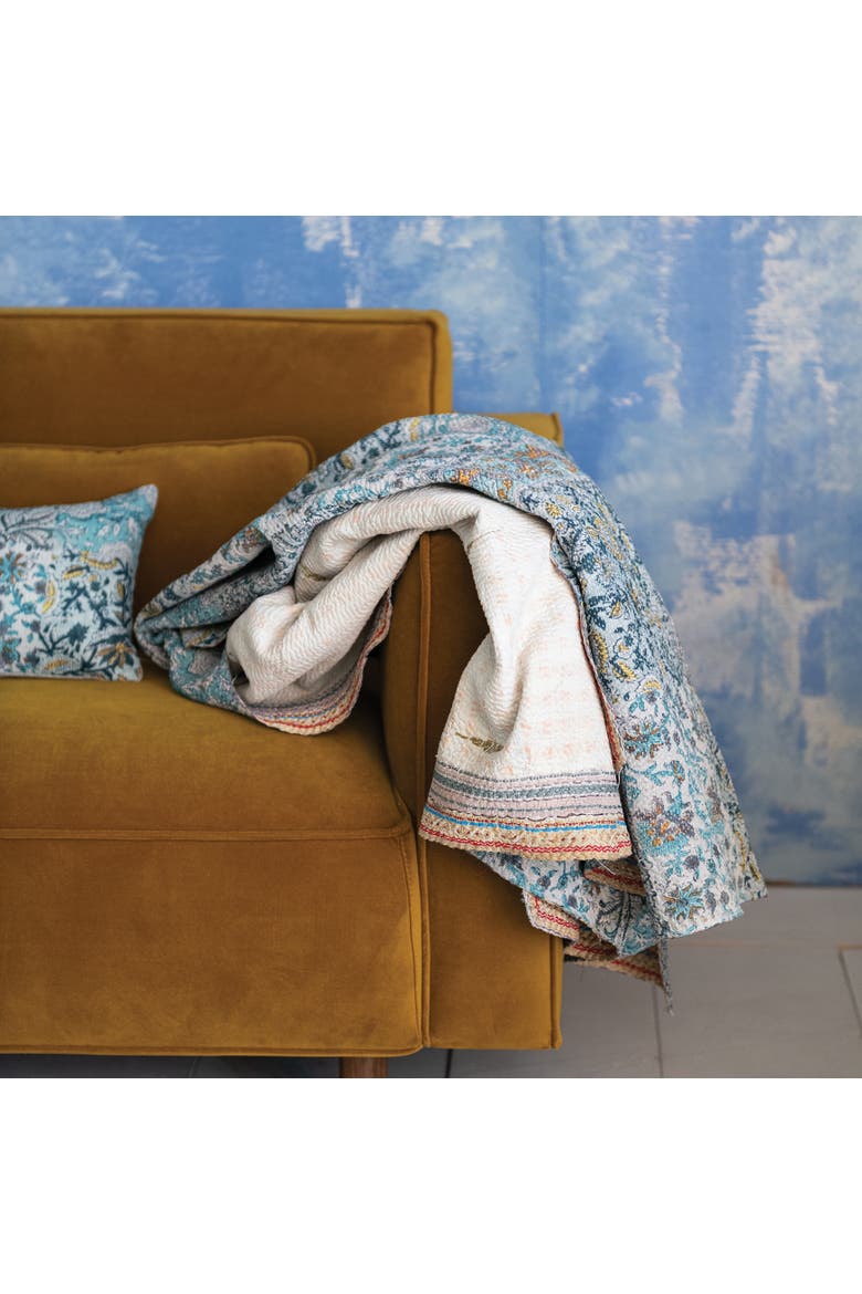 Vintage Cotton Printed Rali Throw with Embroidery, Multicolor, Alternate, color, Multicolor