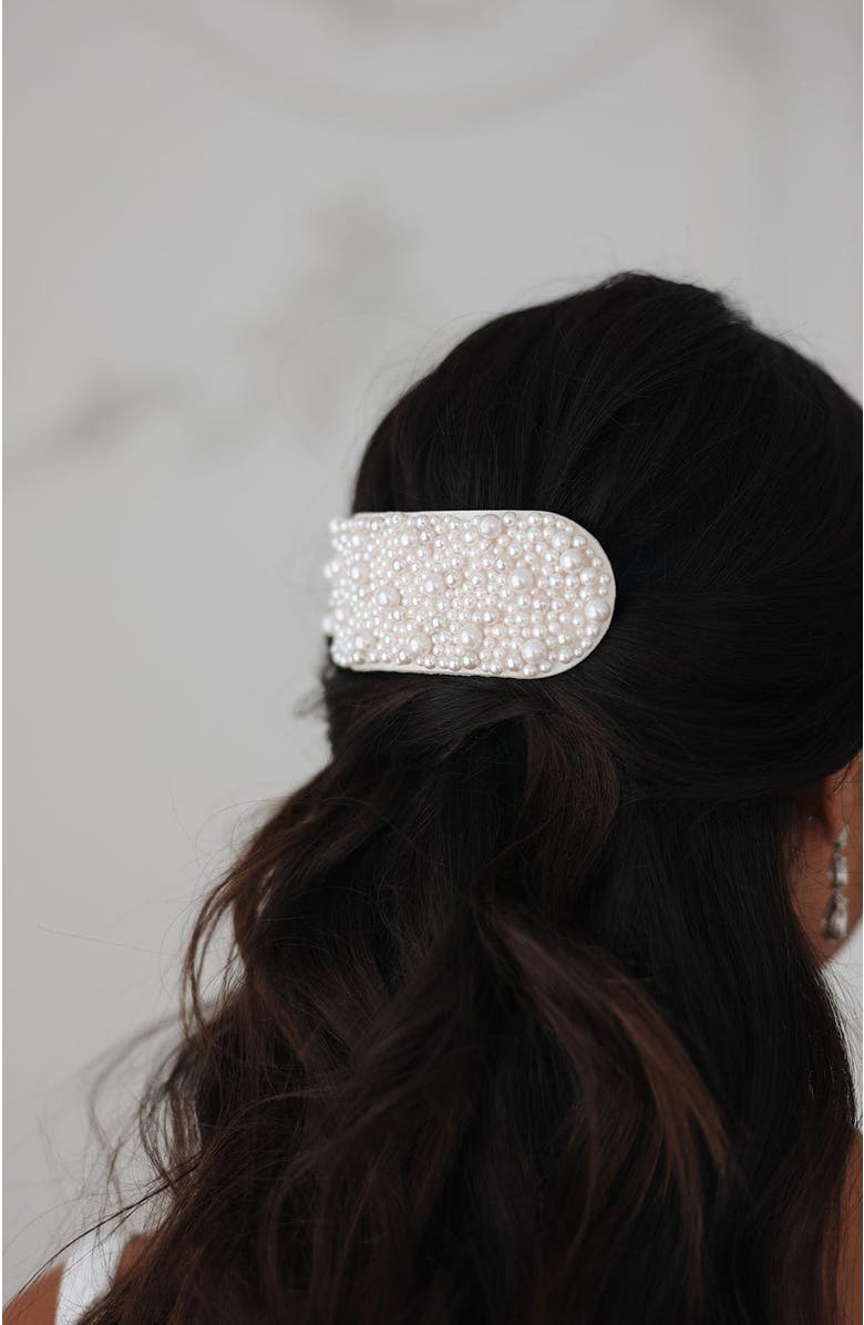 Untamed Petals Bridgette Pearl Barrette, Alternate, color, Pearl