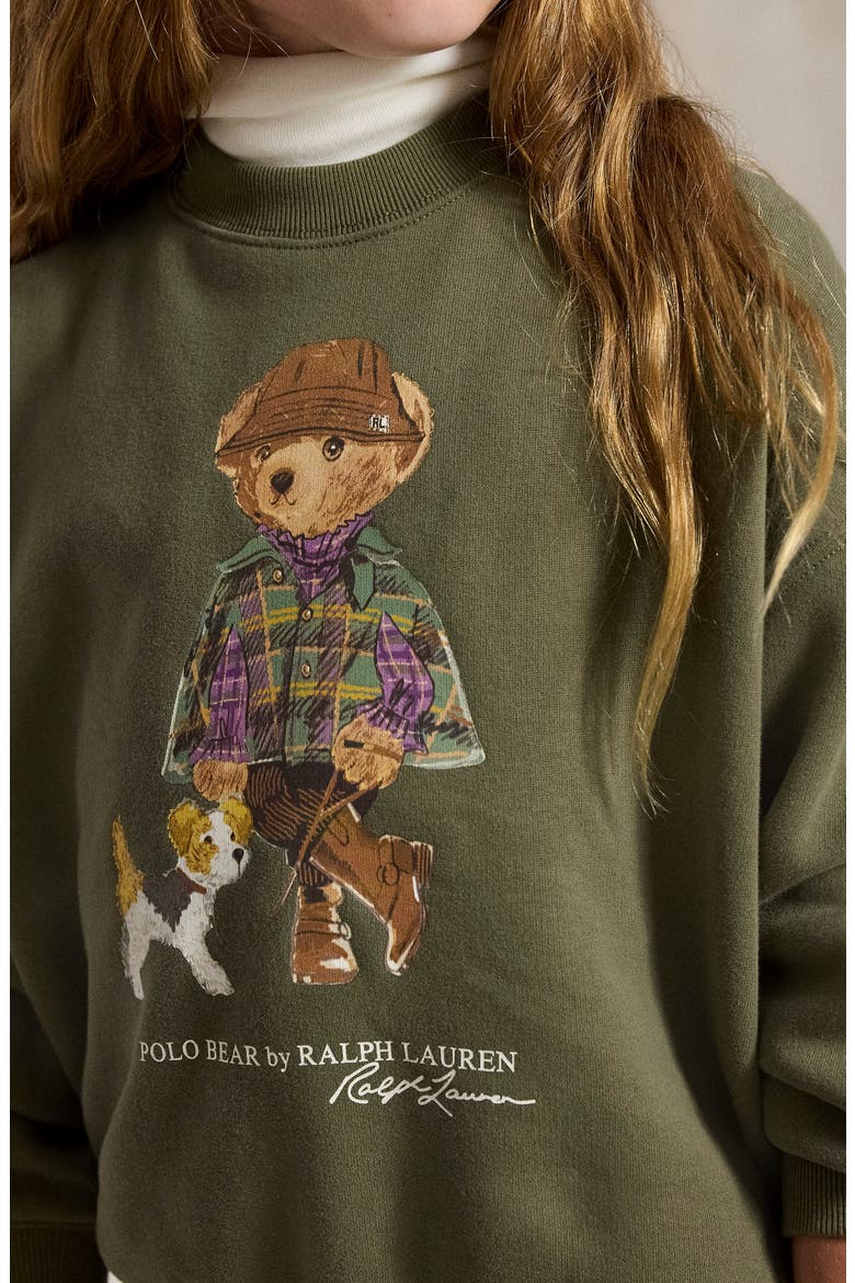 Kids' Polo Bear Graphic Fleece Sweatshirt, Alternate, color, GREEN