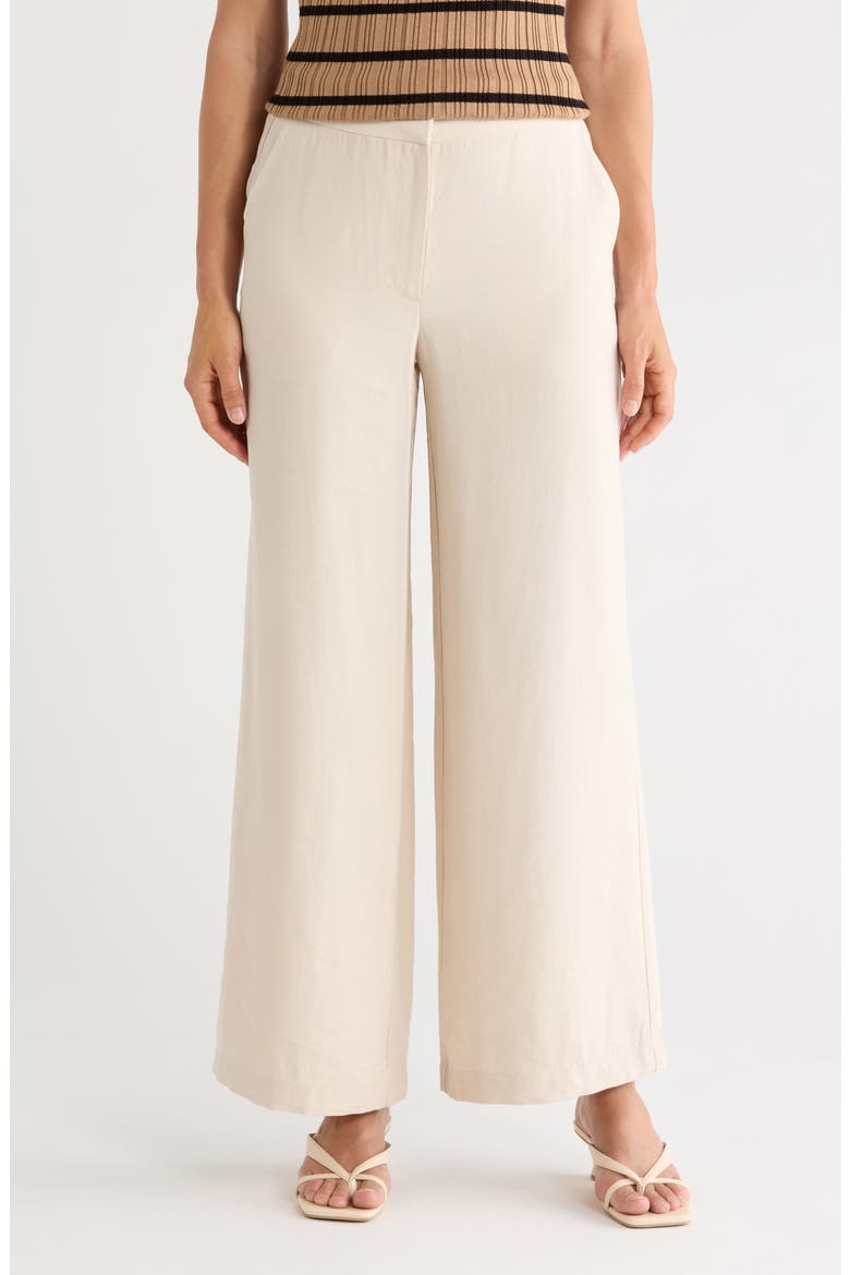 Textured Wide Leg Pants, Main, color, LIGHT TAN
