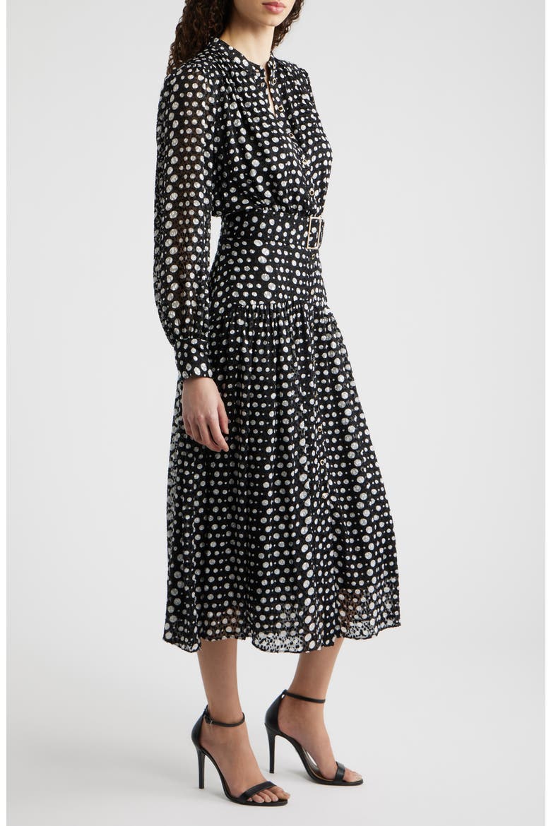The Rue Dot Long Sleeve Maxi Dress, Alternate, color, NOIR AND WHITE POLKA DOT