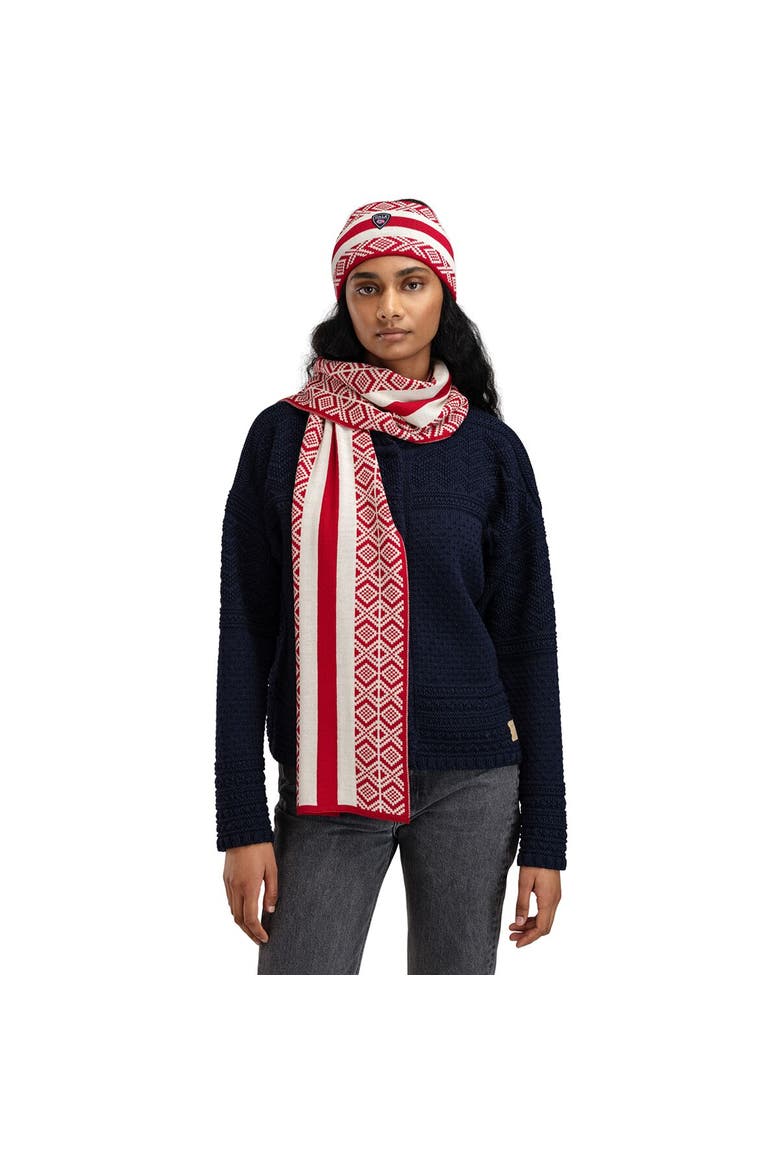 Kvitegga Scarf, Alternate, color, Raspberry/Offwhite