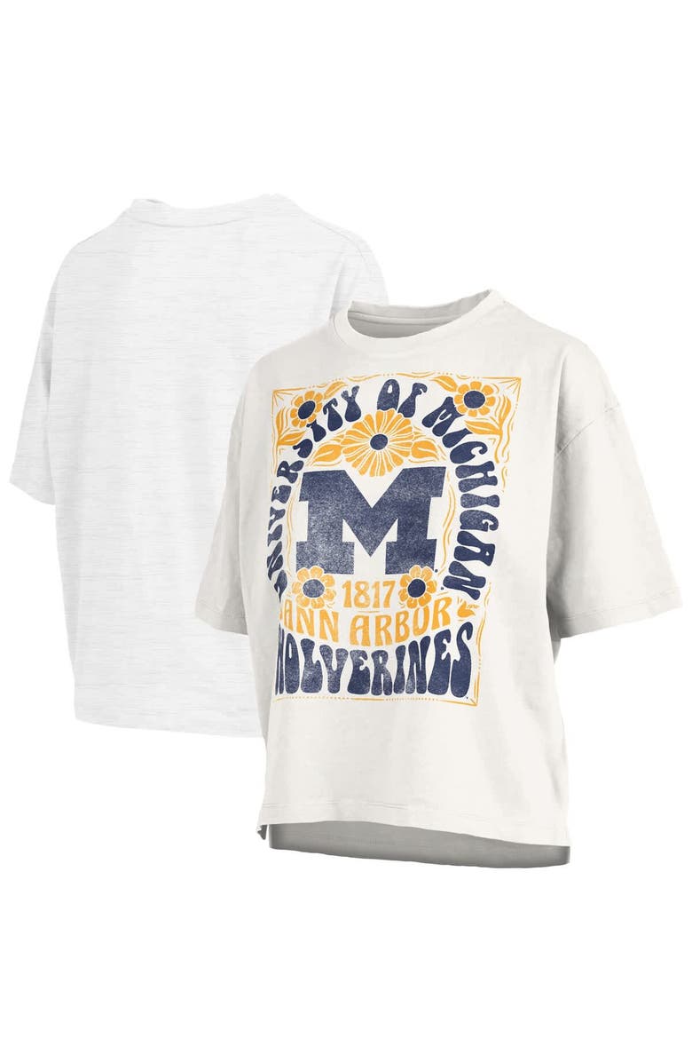 PRESSBOX Women's Pressbox White Michigan Wolverines Harmony Oversized T-Shirt, Main, color, White
