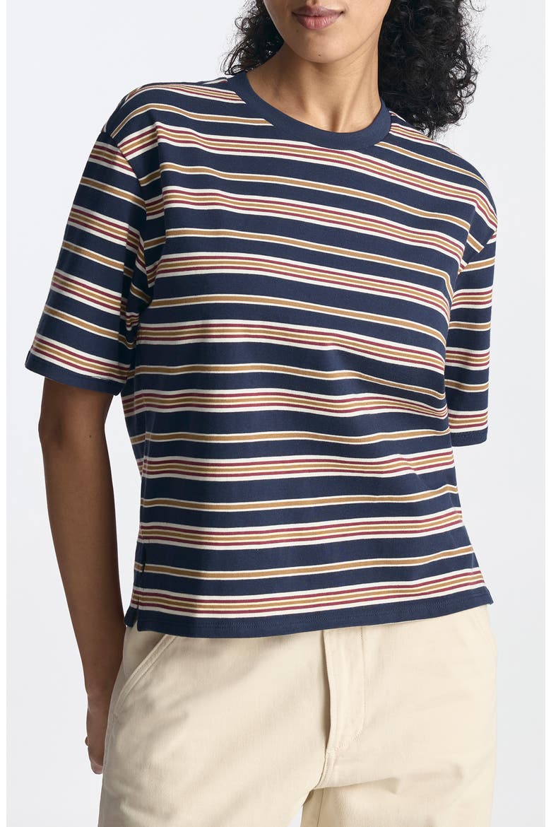 Stripe Cotton Jersey T-Shirt, Main, color, POLAR NIGHT STRIPE