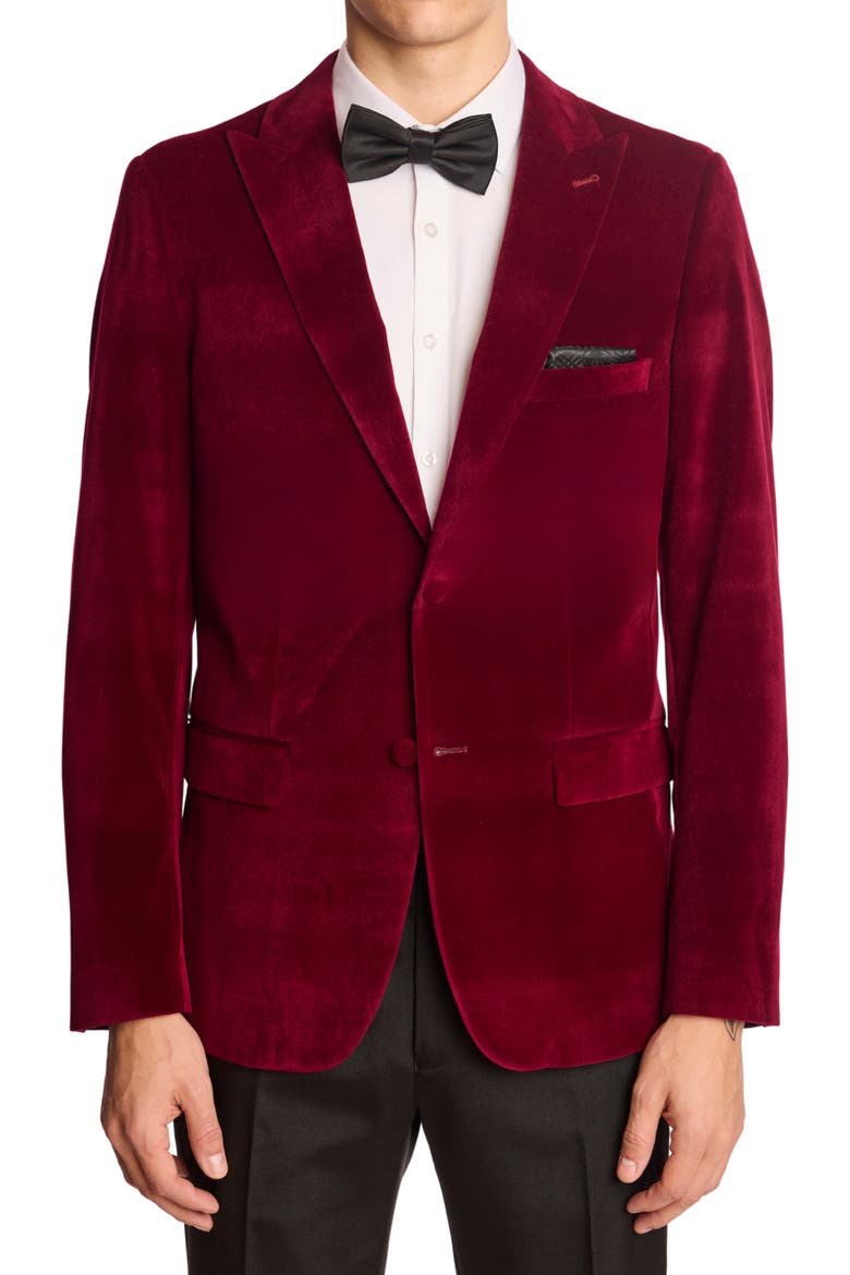 Kyle Slim Fit Velvet Dinner Jacket, Main, color, BORDEAUX VELVET