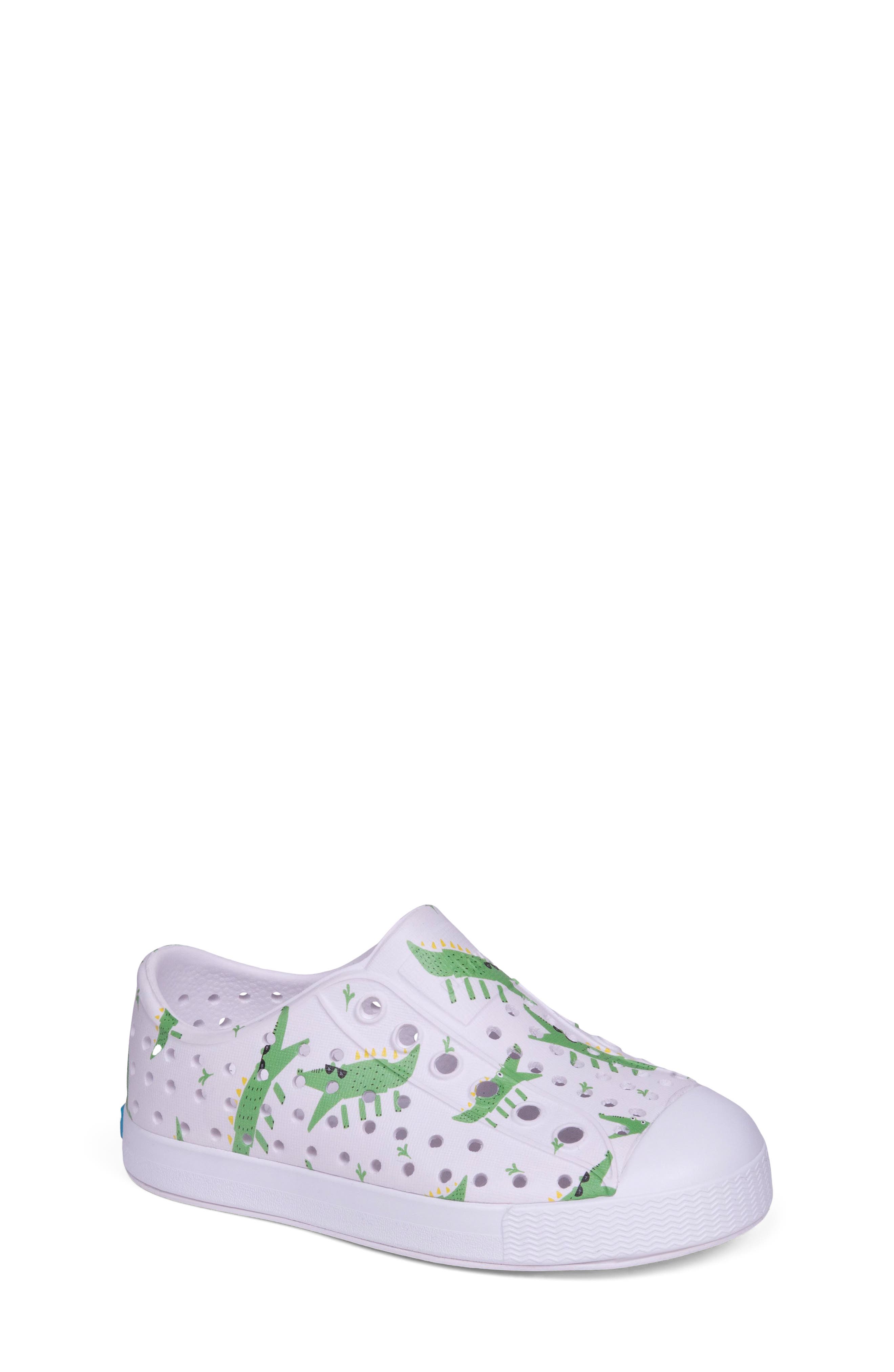 Native Shoes Jefferson Water Friendly Perforated Slip-On, Main, color, White/ Alligators