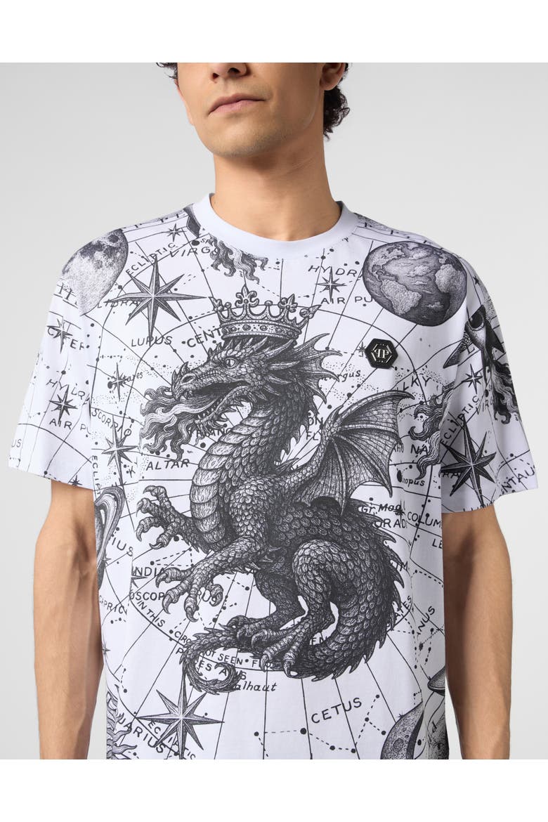 Round Neck T-shirt All-over Zodiac Men, Alternate, color, white