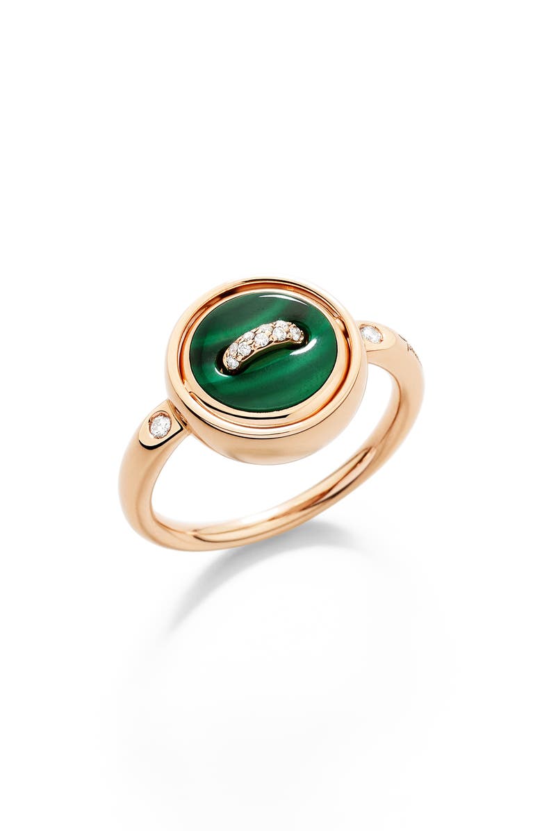 Pomellato Pom Pom Dot Malachite & Mother of Pearl Ring, Alternate, color, 18K Rose Gold/ Malachite