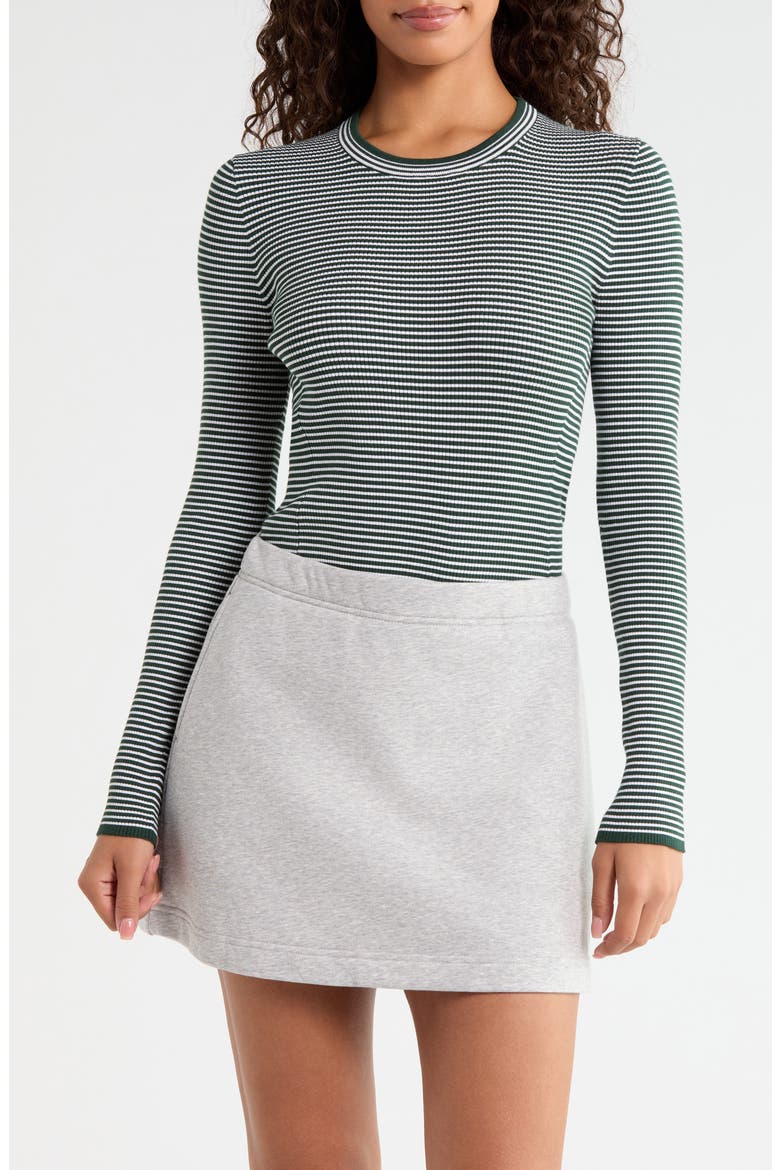 Ribbed Stripe Long Sleeve Top, Main, color, PINE/ SNOW